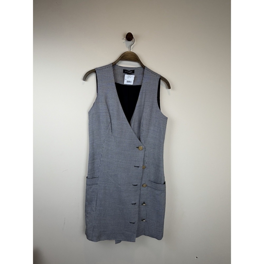 Intermix NWT Houndstooth Button Tunic Mini Dress Small